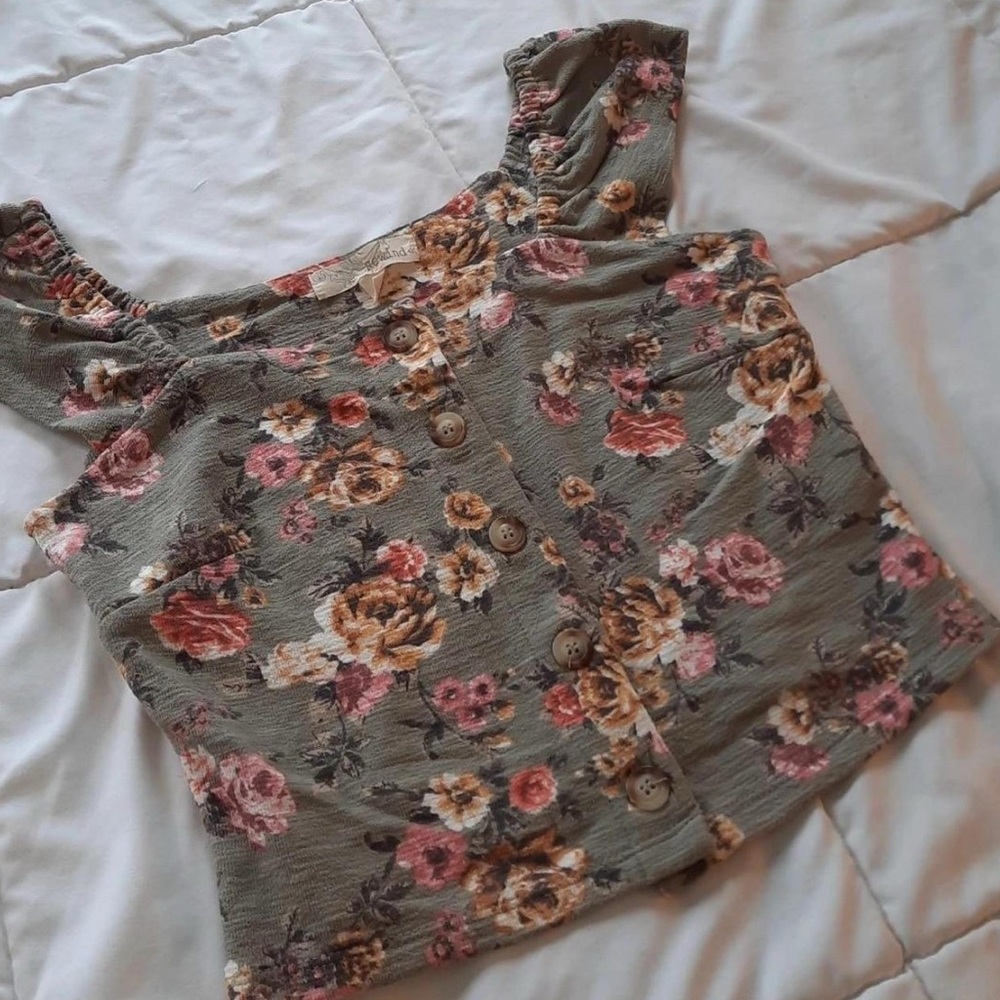 Rewind Floral Button-Down Blouse - Pink and Cream